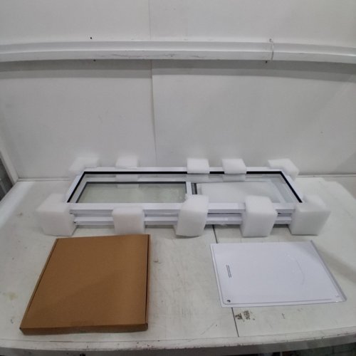 ADJUSTABLE DOG DOOR FOR SLIDING GLASS DOOR - MEDIUM - 75.8" - 80.6" - WHITE/BROWN (MODEL: CWM03-M) image 3