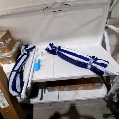 BEACH TENT - BLUE AND WHITE STRIPES - 6FT image 3