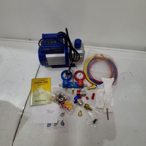 VIVOHOME A2L 1/3 HP 4.5CFM 1 STAGE AC VACUUM PUMP AND MANIFOLD GAUGE SET - 110V - BLUE (MODEL: VH1417) image 4