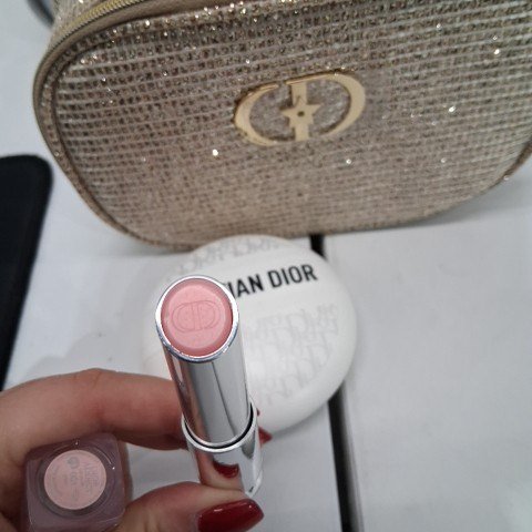 3PC DIOR THE BEAUTY AND CARE RITUAL GIFT SET - LE BAUME 50ML - LIP GLOW E 001 PINK AND CASE - GOLD image 5