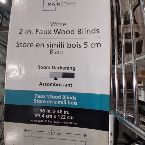 MAINSTAYS FAUX WOOD HORIZONTAL WINDOW BLINDS - 36" X 48" - WHITE (MODEL:MSF500000800015) image 5