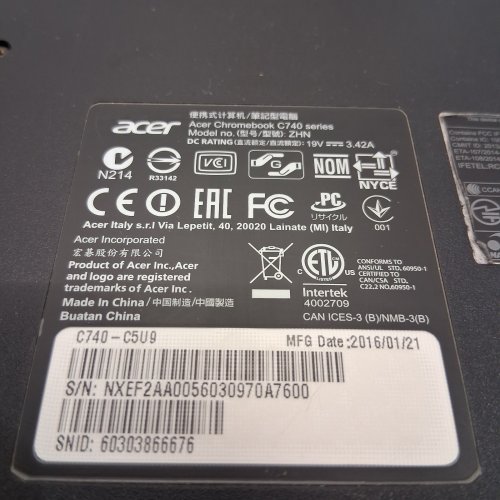 ACER CHROMEBOOK OS - 11.6" SCREEN - 4G RAM / 16G SSD - BLACK - (MODEL: C740-C5U9) image 8
