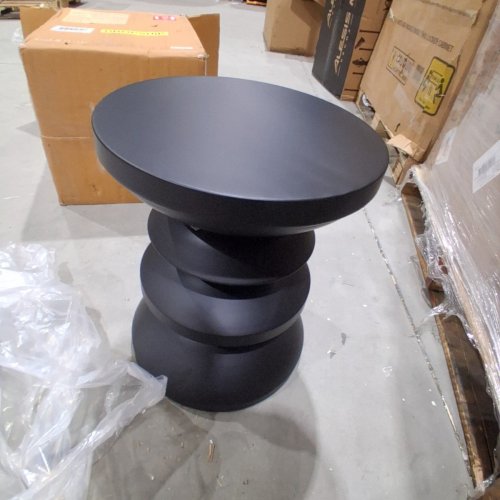 BLACK ART DECO INSPIRED MEDIUM ROUND METAL END TABLE - 18" - BLACK (MODEL:1162-DL) image 4