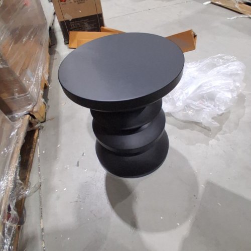 BLACK ART DECO INSPIRED MEDIUM ROUND METAL END TABLE - 18" - BLACK (MODEL:1162-DL) image 5