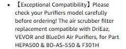 3PK AIR SCRUBBER CARBON FILTERS FOR VARIOUS AIR PURIFIERS - 16" X 16" X 1" - BLACK (MODEL: HEPA500) image 2