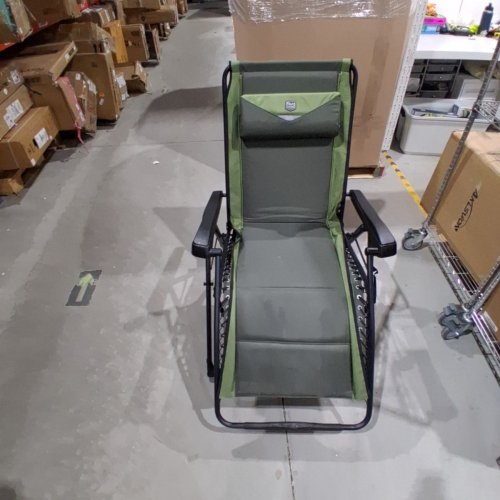 TIMBER RIDGE OVERSIZED OUTDOOR ZERO GRAVITY CAMPINGG LOUNGE CHAIR WITH CUP HOLDER - 350LB CAPACITY (GREEN /BLACK) (MODEL: 2033406) image 2
