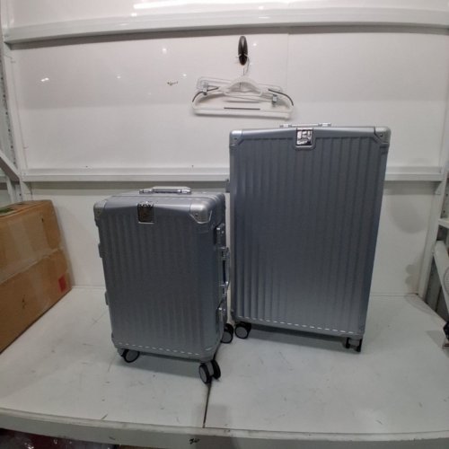 2PC KRUTE ZIPPERLESS CHECKED ALUMINUM FRAME PC HARDSHELL LUGGAGE SUITCASE SET WITH USB PORT & TSA LOCK - 20"/28" - SILVER (MODEL:KT8888-U/KT8888-PC) image 3