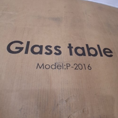 ARLOPU TEMPERED GLASS PATIO TABLE WITH UMBRELLA HOLE - 55" X 29" X 27" - BLACK - (MODEL: P-2016) image 3