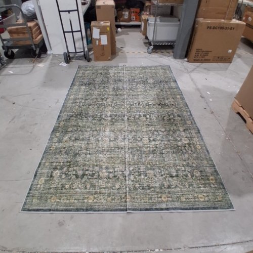 TRADITIONAL PATTERN AREA RUG - 8.9FT X 6FT - GREEN, GRAY, AND BEIGE image 4