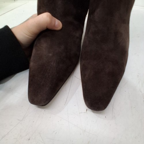 WOMEN'S SAM EDELMAN SYLVIA KNEE HIGH BLOCK HEELED SUEDE BOOTS - 9.5 - CHOCOLATE SUEDE - (STYLE: I8274L2201) image 3