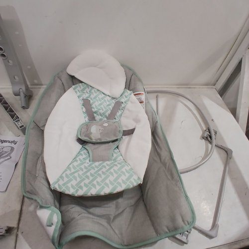 INGENUITY 3-IN-1 KEEP COZY GROW WITH ME VIBRATING BABY BOUNCER, ROCKER & CHAIR - 40LBS CAPACITY - WEAVER THEME GREY/WHITE/GREEN (MODEL: ‎12428) image 4