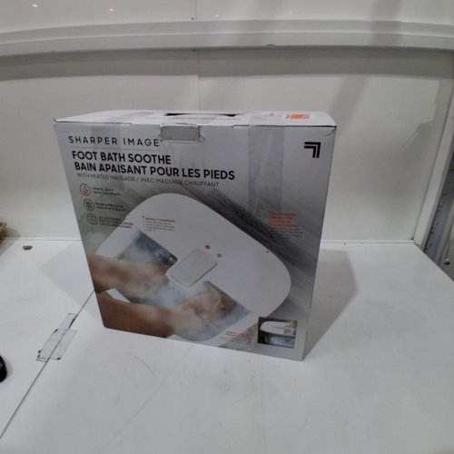 SHARPER IMAGE FOOT BATH SOOTHE WITH HEATED MASSAGE, SPLASH GUARD, AND REMOVABLE PUMICE STONE - WHITE (MODEL: 1014496) image 4