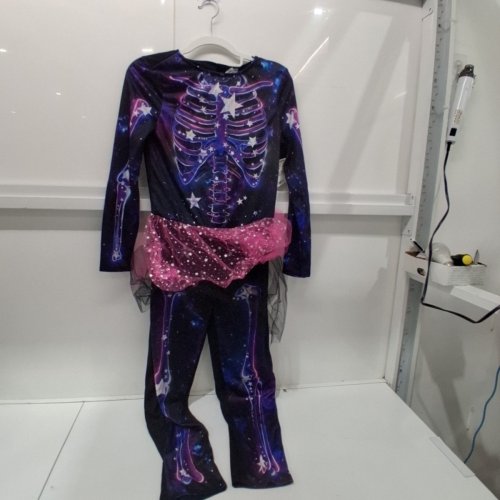 GIRL'S GOODMARK STARRY SKELLY SKELETON COSTUME - LARGE (10-12) - BLACK/ PURPLE/PINK (ITEM: CA31622M) image 2