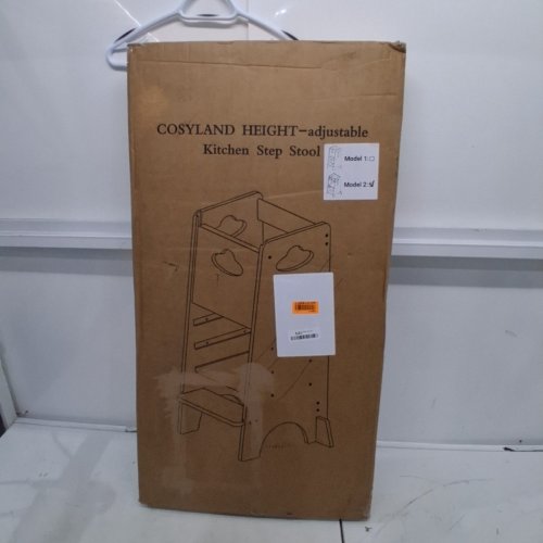 COSYLAND TODDLER STANDING TOWER KITCHEN STEP STOOL - 35.5"X15.75"X17.75" - ADJUSTABLE HEIGHT - NATURAL/WOOD - (MODEL:CS000132-1-CA) image 2