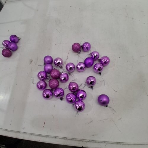 28PK SHATTERPROOF MINI CHRISTMAS ORNAMENT BALLS - PURPLE image 2