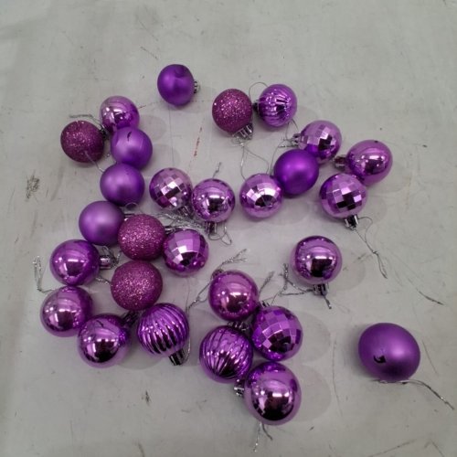 28PK SHATTERPROOF MINI CHRISTMAS ORNAMENT BALLS - PURPLE image 3