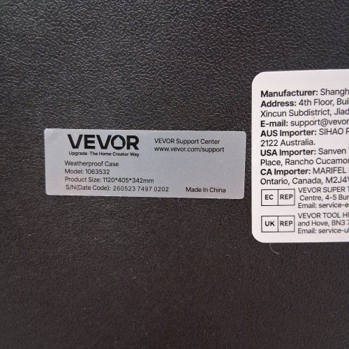 VEVOR WEATHERPROOF HARD CASE - 6 PADLOCK HOLES - 5.5 CU. FT - BLACK (MODEL: 1063532) image 2