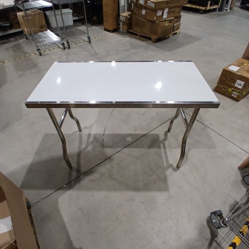 STAINLESS STEEL FOLDING COMMERCIAL PREP WORKSTATION TABLE - 48" X 24" - SILVER - (MODEL: ZDGZT122*61) image 2