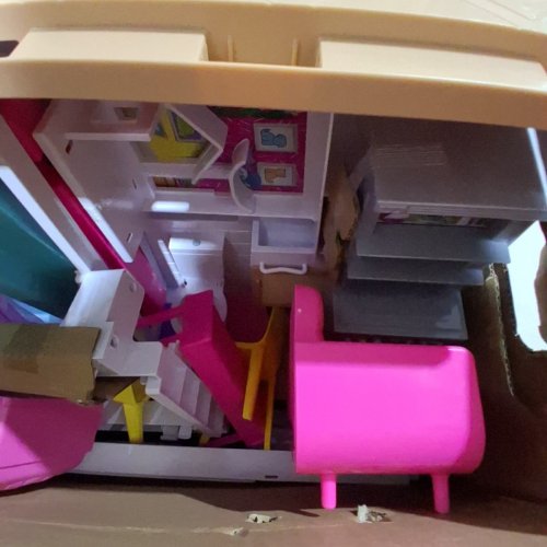 BARBIE DREAMHOUSE DOLL HOUSE PLAYSET , BARBIE HOUSE WITH ACCESSSORIES , WHEELCHAIR ACCESSIBLE ELEVATOR , POOL, SLIDE AND FURNITURE (MODEL: GRG93-9565) image 3