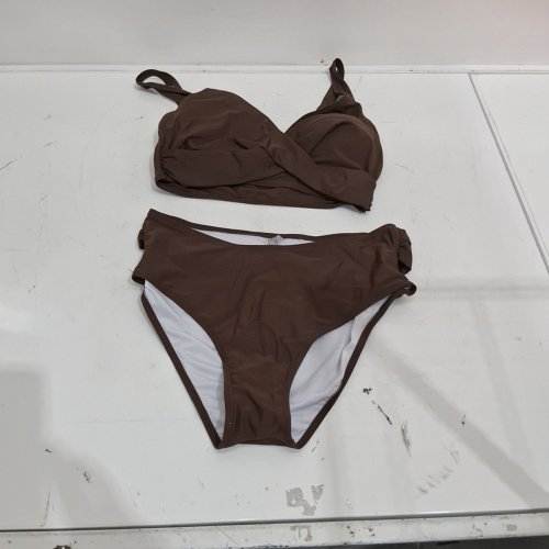 2PC WOMEN'S BIKINI SWIMSUIT - MEDIUM - BROWN image 2