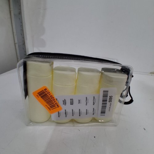 5PC TRAVEL TOILETRY CONTAINER SET WITH ZIPPERED BAG - CREAM/CLEAR image 4