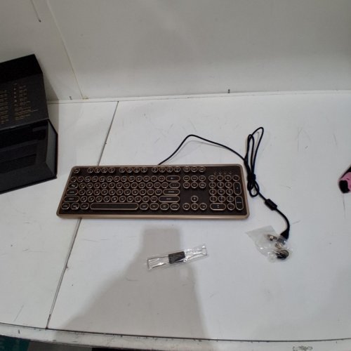 GLENCREAG RETRO MECHANICAL KEYBOARD - 17.9" X 5.9" X 1.5" - BLACK AND GOLD (MODEL: RK104) image 4