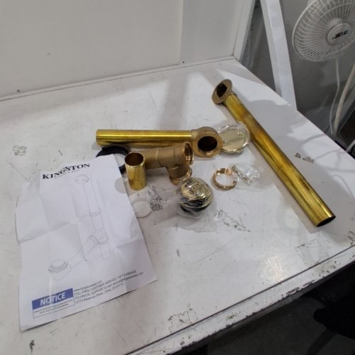 KINGSTON KITCHEN & BATH VINTAGE BRASS CHAIN, STOPPER TUB WASTE, OVERFLOW AND OFFSET BATH SUPPLY LINES - 22" - BASS GOLD (MODEL: CC2091) image 2