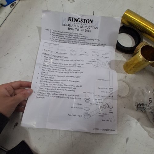 KINGSTON KITCHEN & BATH VINTAGE BRASS CHAIN, STOPPER TUB WASTE, OVERFLOW AND OFFSET BATH SUPPLY LINES - 22" - BASS GOLD (MODEL: CC2091) image 3