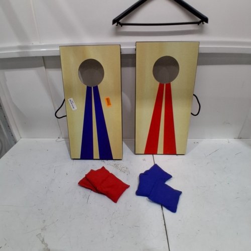 GOSPORTS PORTABLE SIZE CORNHOLE GAME SET WITH 6 BEAN BAG - 2FT X 1FT - WOOD/BLUE/RED (MODEL : CH-03-MDF-WOOD) image 2