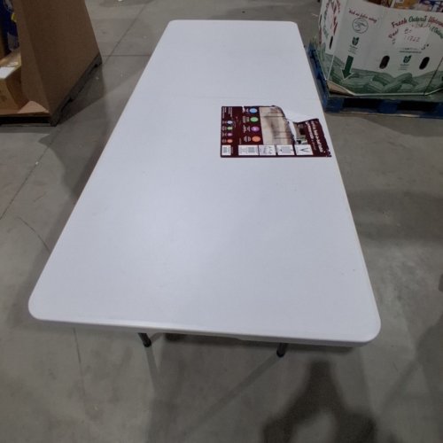 STAR ELITE COMMERCIAL GRADE FOLD IN HALF CENTRE-FOLD TABLE - 6FT - WHITE\BLACK image 2
