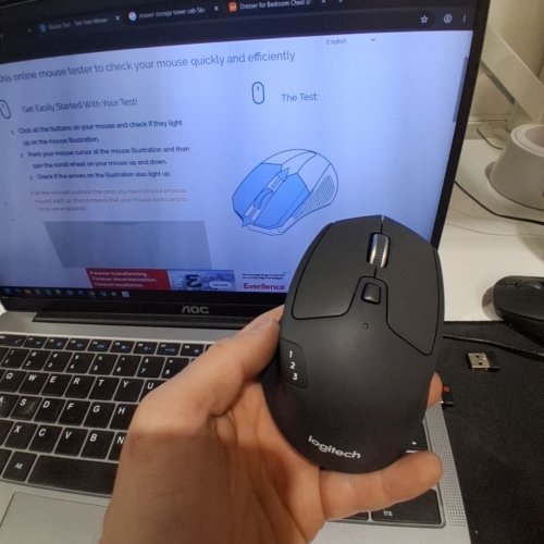 LOGITECH TRIATHLON M720 WIRELESS BLUETOOTH COMPUTER MOUSE WITH UNIFYING RECEIVER - BLACK (MODEL: M-R0062 / 910-006036) image 2