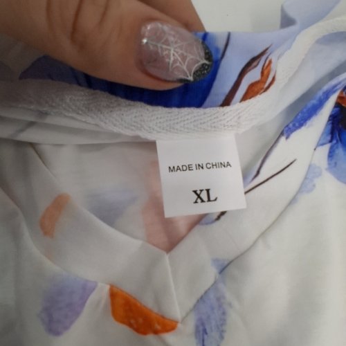 FLORAL SHORT SLEEVE TOP - EXTRA LARGE - WHITE, BLUE, ORANGE image 3