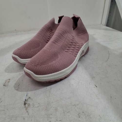 WOMEN'S THICK SOLED KNIT SLIP-ON SNEAKERS - 7 (38) - PINK image 2