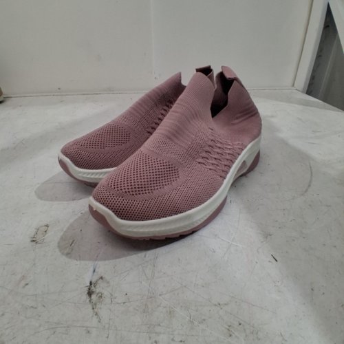 WOMEN'S THICK SOLED KNIT SLIP-ON SNEAKERS - 7 (38) - PINK image 3