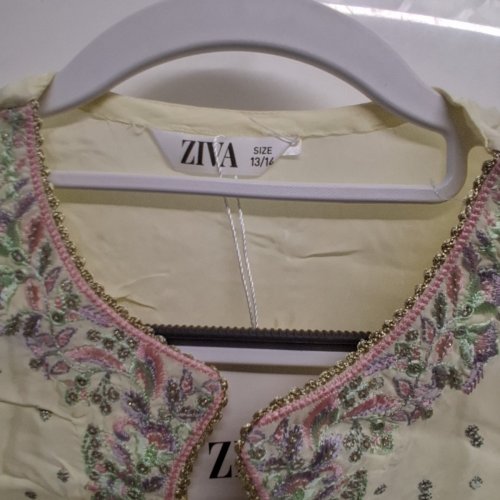 3PC ZIVA EMBROIDERED TUNIC AND PANTS SET - 13/14 - PALE YELLOW image 3