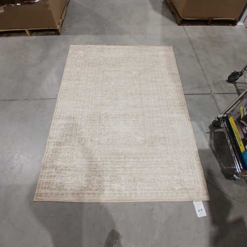 ABSTRACT DISTRESSED AREA RUG- 5FT X 7FT- BEIGE/CREAM image 2