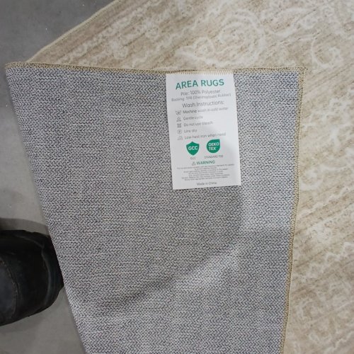 ABSTRACT DISTRESSED AREA RUG- 5FT X 7FT- BEIGE/CREAM image 3