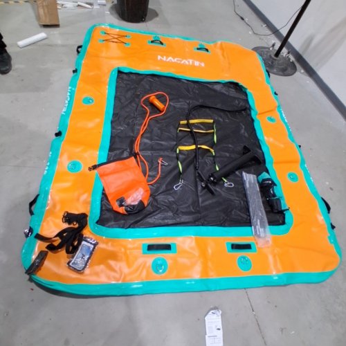 NACATIN INFLATABLE ISLAND PLATFORM DOCK WITTH SUNSHADE AND ACCESSORIES - ORAGNE/TEAL (MODEL: FD001) image 2