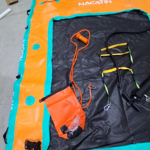 NACATIN INFLATABLE ISLAND PLATFORM DOCK WITTH SUNSHADE AND ACCESSORIES - ORAGNE/TEAL (MODEL: FD001) image 5