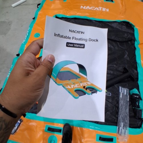 NACATIN INFLATABLE ISLAND PLATFORM DOCK WITTH SUNSHADE AND ACCESSORIES - ORAGNE/TEAL (MODEL: FD001) image 7