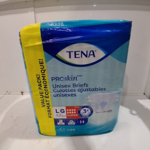 26PK TENA UNISEX PROSKIN OVERNIGHT STRETCH BRIEFS - SUPER ABSORBENCY - LG image 2