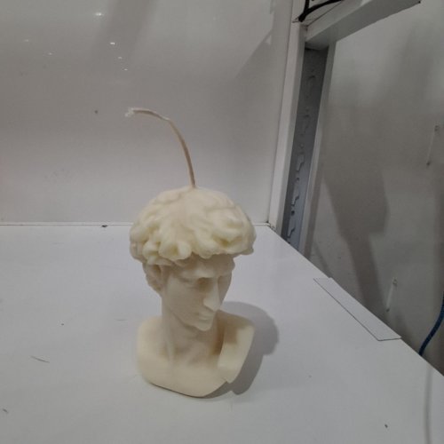 DECORATIVE DAVID BUST-SHAPED CANDLE - WHITE PEACH OOLONG SCENT - IVORY image 2