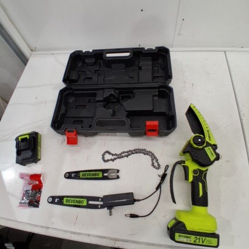 DEVENBO CORDLESS HANDHELD ELECTRIC PORTABLE MINI CHAINSAW - 6" / 880W / 2000 MAH BATTERY - BLACK / GREEN (MODEL: ZHDJ-01) image 3