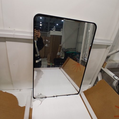 VENLUS BATHROOM MIRROR RECTANGLE BATHROOM VANITY MIRROR WALL MOUNTED WITH MATTE ALUMINUM FRAME & ROUNDED CORNERS - 24" X 36" - BLACK (MODEL: DME-B-24X36) image 2
