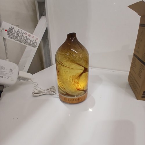 INRORANS ULTRASONIC AROMA DIFFUSER - BLOWN GLASS OIL DIFFUSER, 160ML - MAX 10W - 7 COLOR LED LIGHT (MODEL: ENMD5001) image 2
