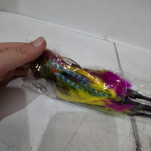4PK FEATHER CAT TEASER TOY WITH BELL TASSELS - 24" - MULTICOLOUR image 3