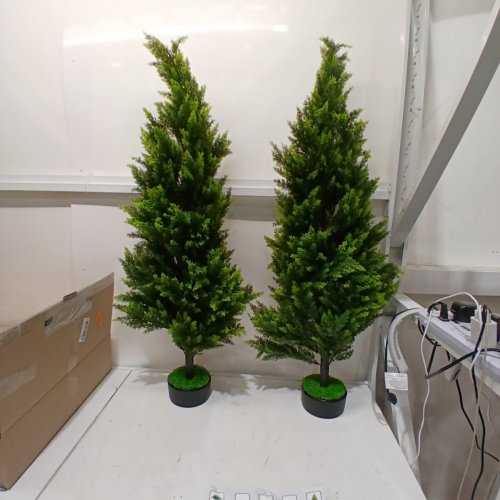 2PK OUTDOOR ARTIFICIAL CEDAR TREE - 3FT - GREEN image 2