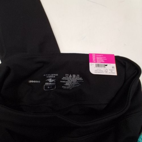 WOMEN'S ATHLETIC WORKS WORKOUT LEGGINGS WITH POCKETS - SMALL - BLACK image 2
