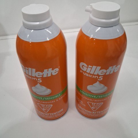 2PK GILLETTE FUSION 5 TEIN PACK SENSITIVE SHAVE FOAM - 14.9OZ EACH image 2