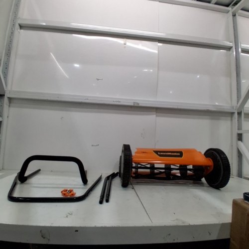 LAWNMASTER ENVIRONMENTALLY FRIENDLY MOTORLESS PUSH REEL LAWN MOWER - 18" - 5" BLADE - ORANGE (MODEL: LMRM1801) image 2